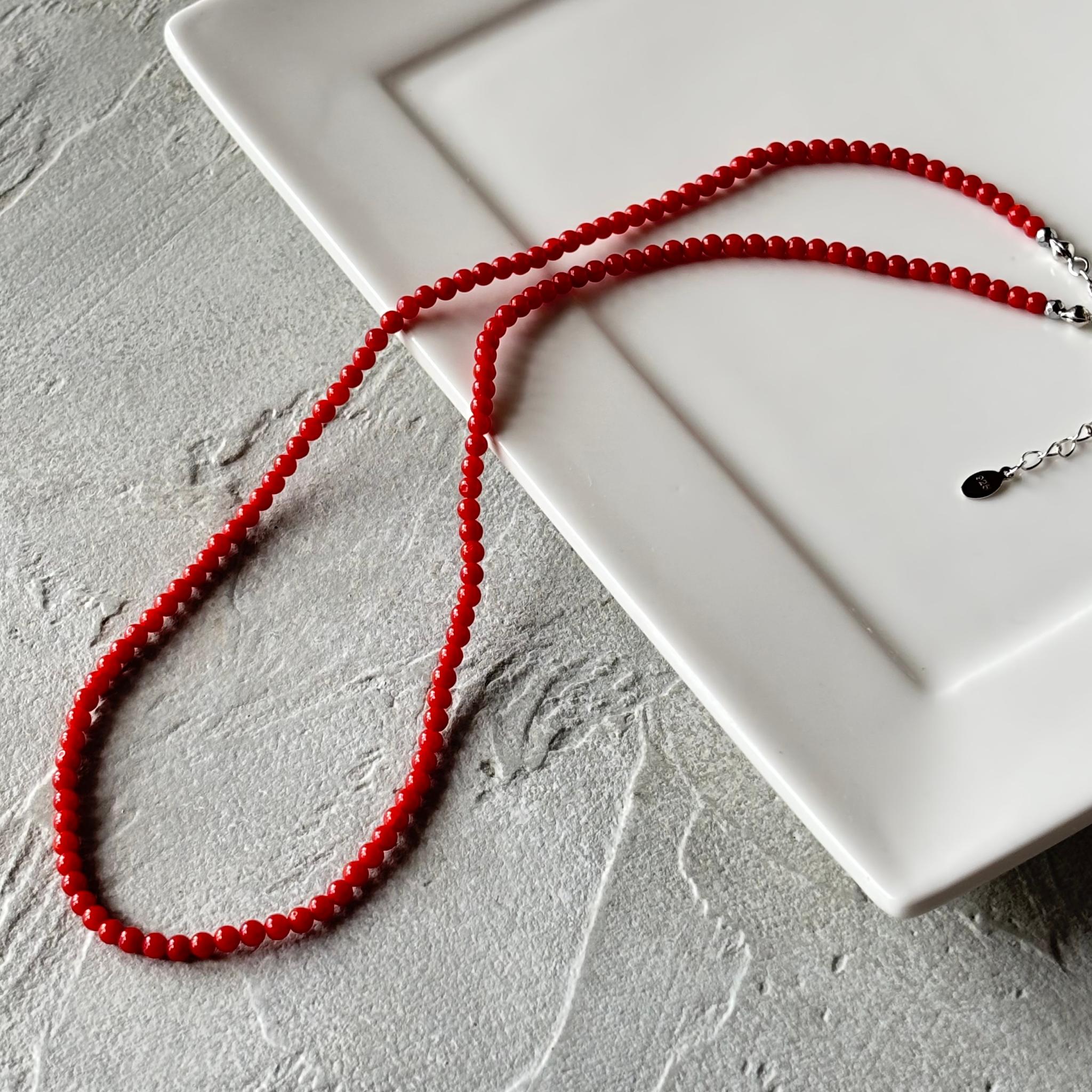 サルディーニャ産珊瑚のネックレス/SV925/ユニセックス