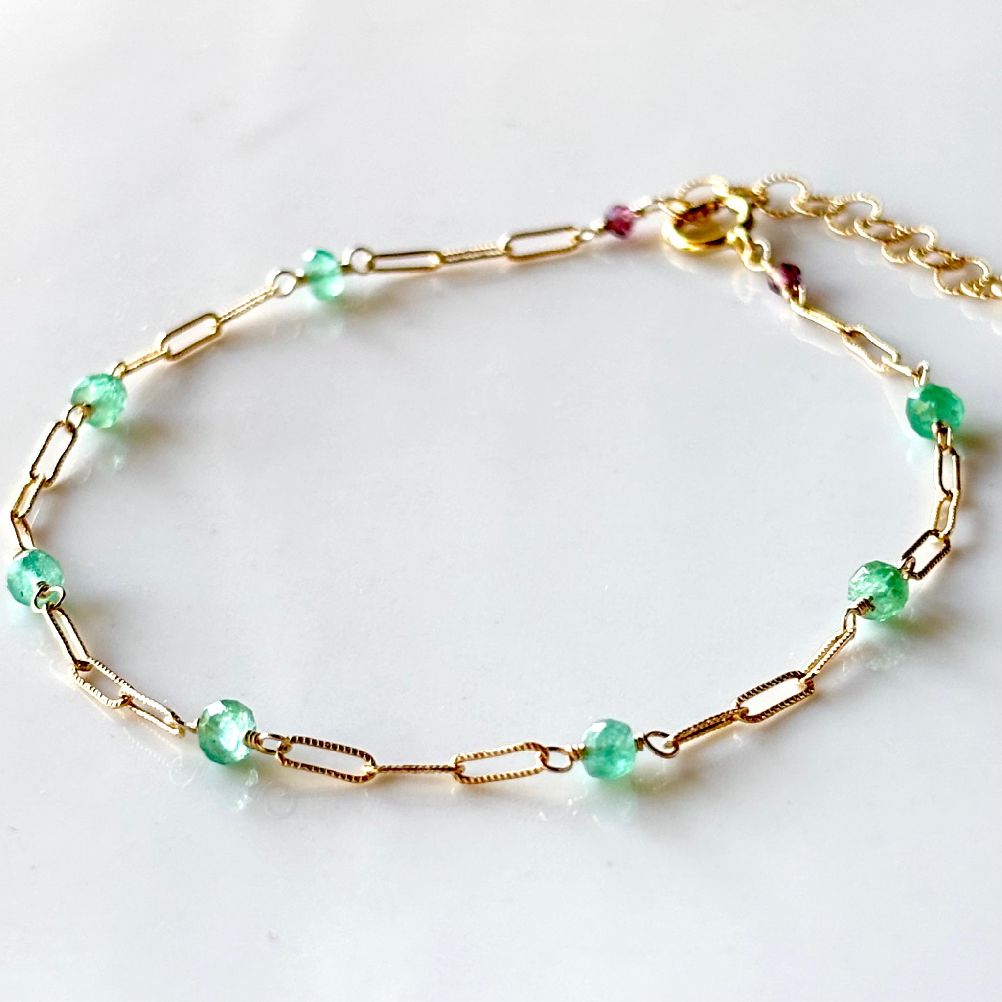 5月誕生石/エメラルドのブレスレット/14kgf1枚目の画像